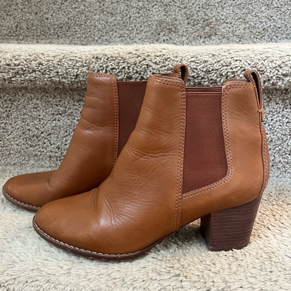 Cognac Leather Madewell Booties (Size 8)